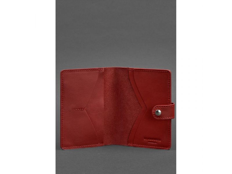 Кожаная обложка для паспорта 3.0 красная, фото 3