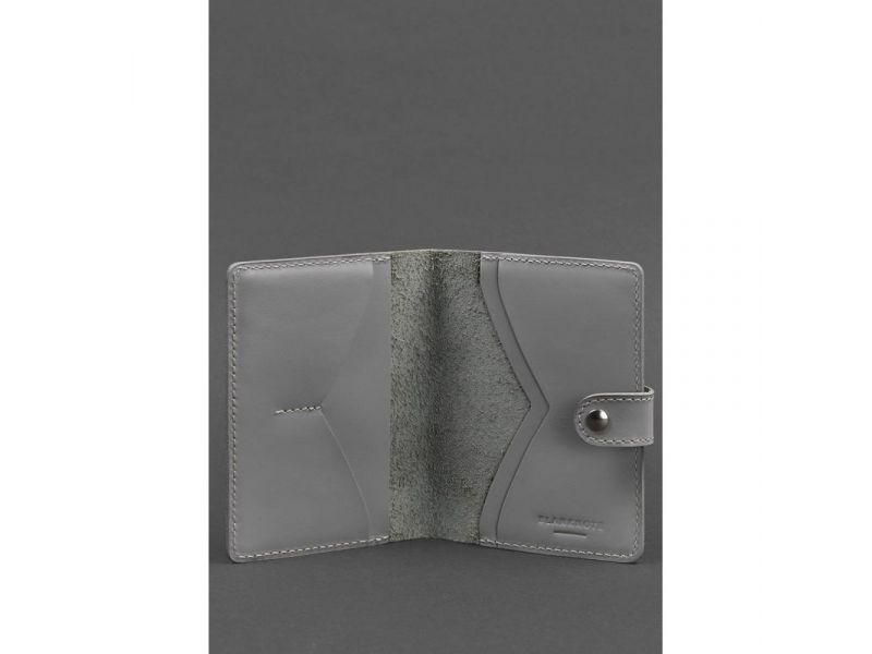 Кожаная обложка для паспорта 3.0 серая, фото 3