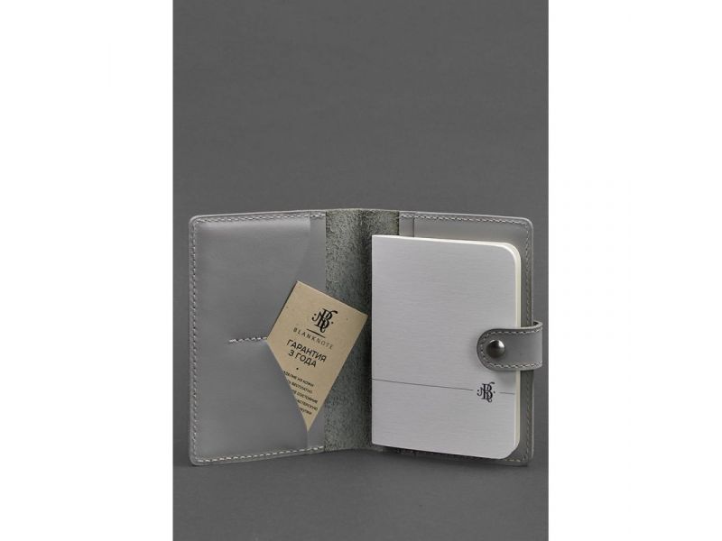 Кожаная обложка для паспорта 3.0 серая, фото 2