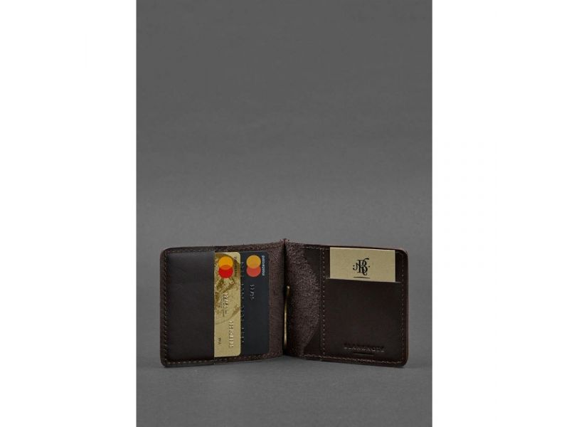 Мужское кожаное портмоне коричневое 1.0 зажим для денег, фото 3