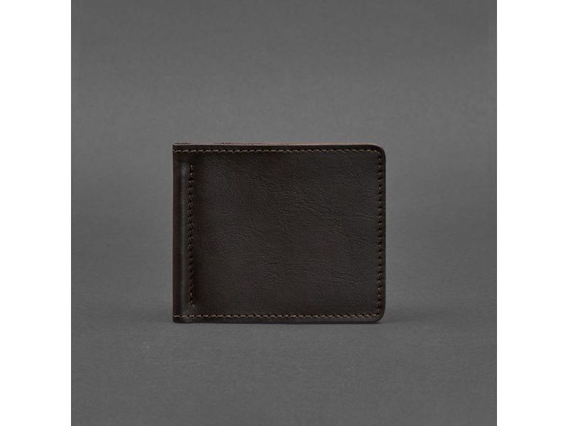 Мужское кожаное портмоне коричневое 1.0 зажим для денег, фото 5