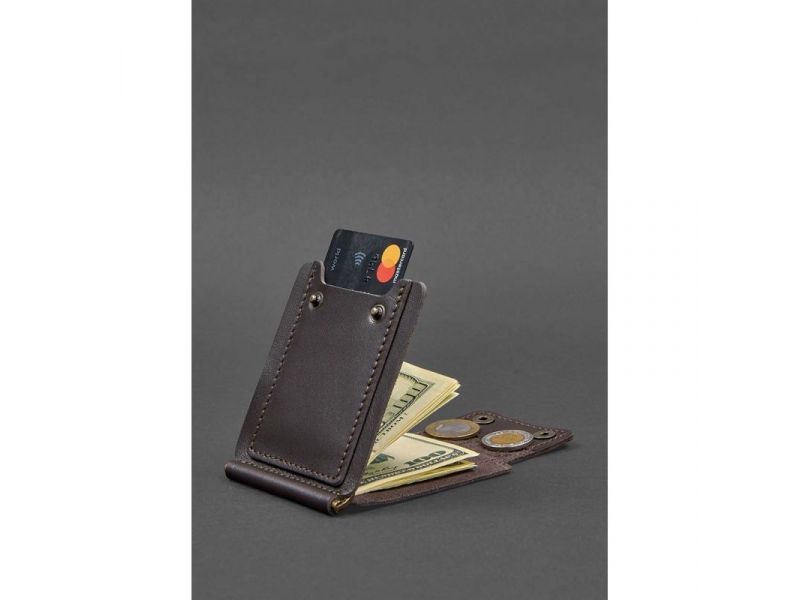 Мужское кожаное портмоне коричневое 10.0 зажим для денег, фото 2