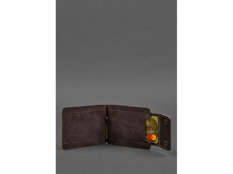 Мужское кожаное портмоне коричневое 10.0 зажим для денег, фото 4