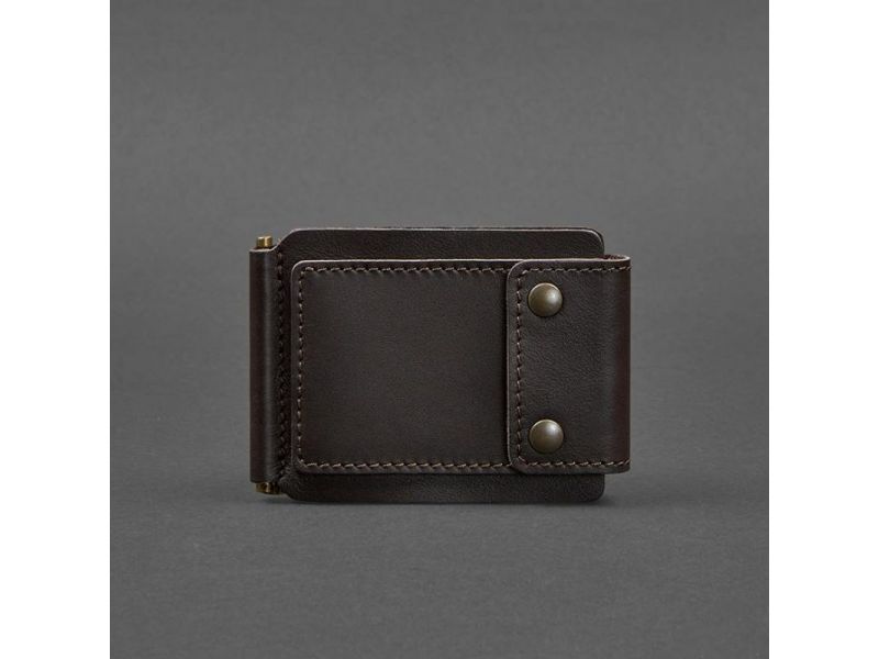 Мужское кожаное портмоне коричневое 10.0 зажим для денег, фото 7