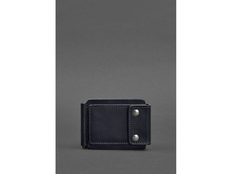 Мужское кожаное портмоне 10.0 зажим для денег темно-синий, фото 1