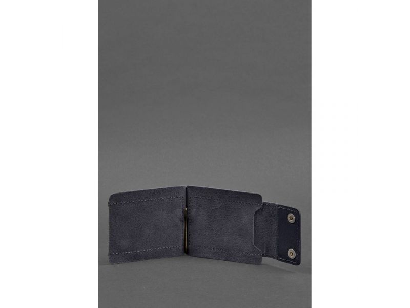 Мужское кожаное портмоне 10.0 зажим для денег темно-синий, фото 4