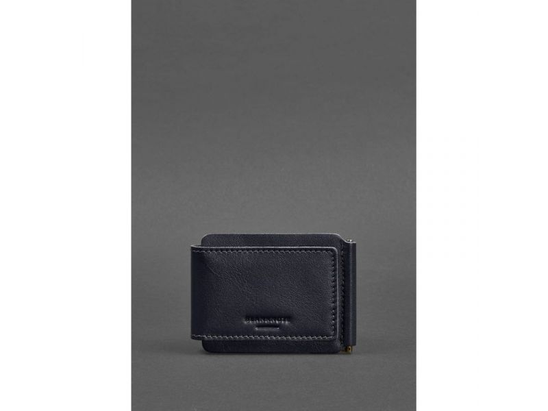 Мужское кожаное портмоне 10.0 зажим для денег темно-синий, фото 6