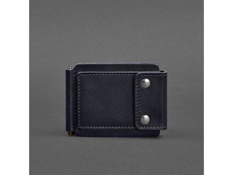 Мужское кожаное портмоне 10.0 зажим для денег темно-синий, фото 7