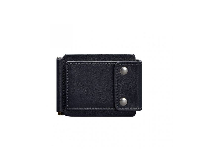 Мужское кожаное портмоне 10.0 зажим для денег темно-синий, фото 8