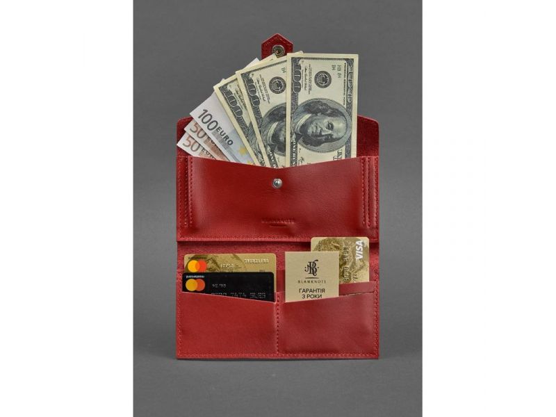 Кожаное женское портмоне 3.0 красное Krast, фото 2