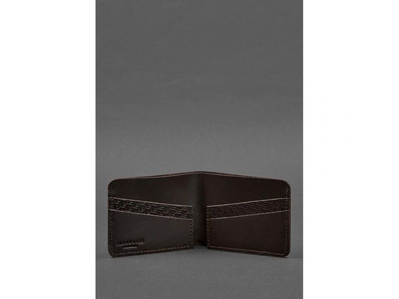 Мужское кожаное портмоне 4.1 (4 кармана) коричневое Карбон, фото 3
