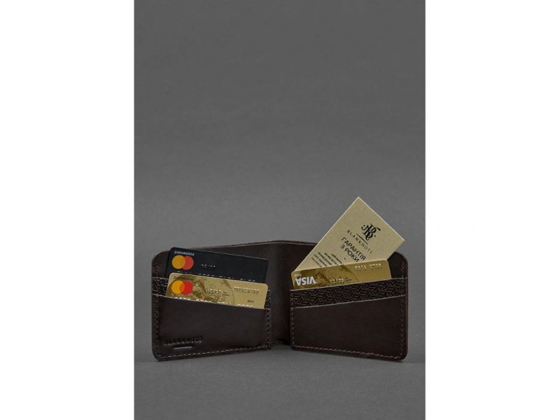 Мужское кожаное портмоне 4.1 (4 кармана) коричневое Карбон, фото 2