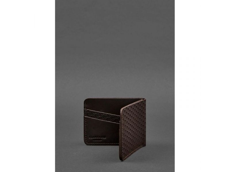 Мужское кожаное портмоне 4.1 (4 кармана) коричневое Карбон, фото 4