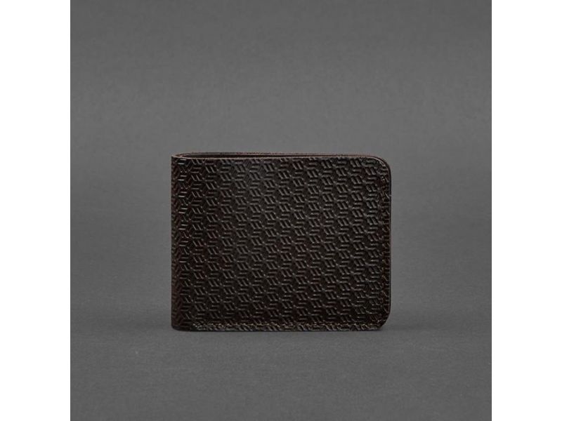 Мужское кожаное портмоне 4.1 (4 кармана) коричневое Карбон, фото 5