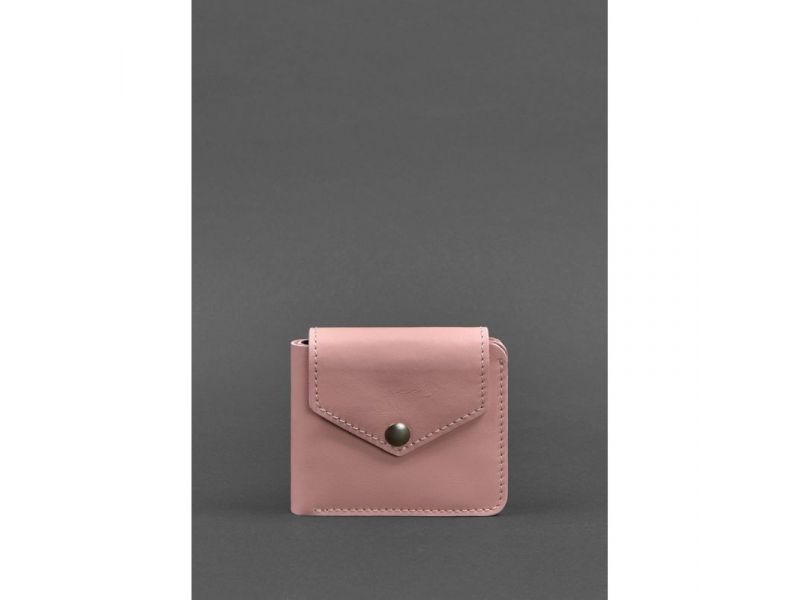 Кожаное портмоне 4.2 на кнопке розовое, фото 1
