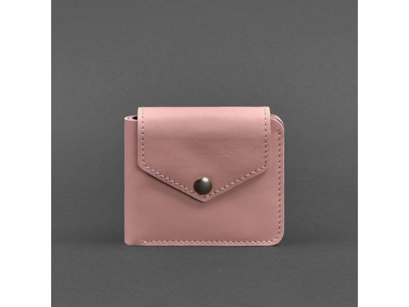 Кожаное портмоне 4.2 на кнопке розовое, фото 5