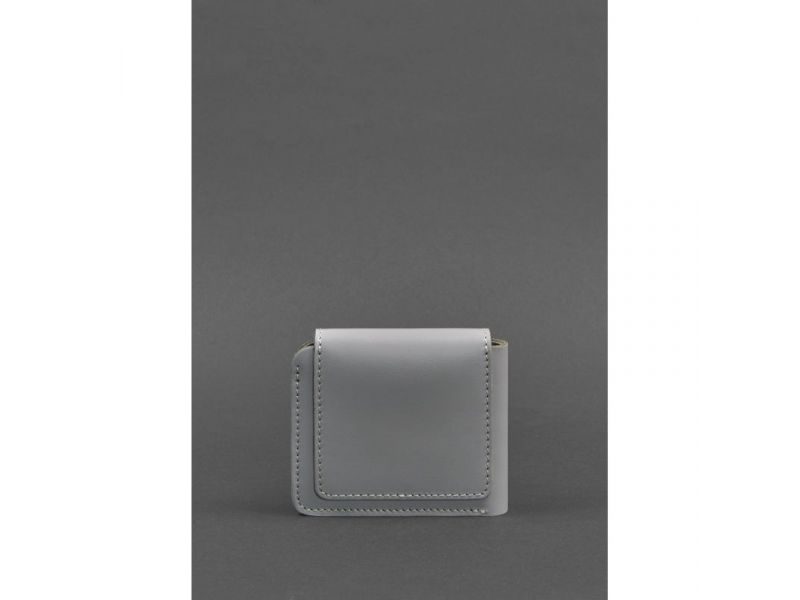 Кожаное портмоне 4.2 на кнопке серое, фото 5