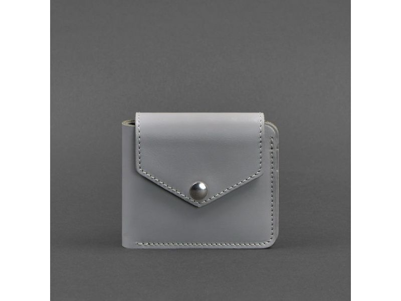 Кожаное портмоне 4.2 на кнопке серое, фото 8