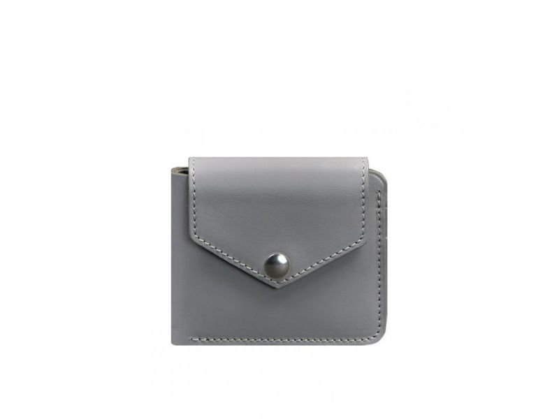 Кожаное портмоне 4.2 на кнопке серое, фото 9