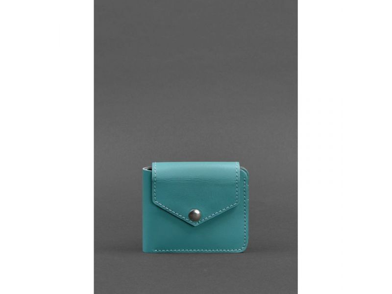 Кожаное портмоне 4.2 на кнопке бирюзовое, фото 1