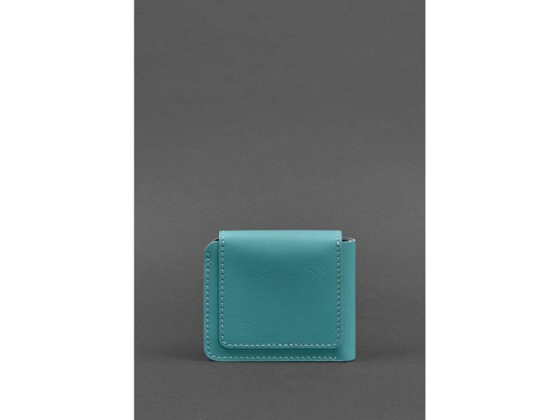Кожаное портмоне 4.2 на кнопке бирюзовое, фото 4