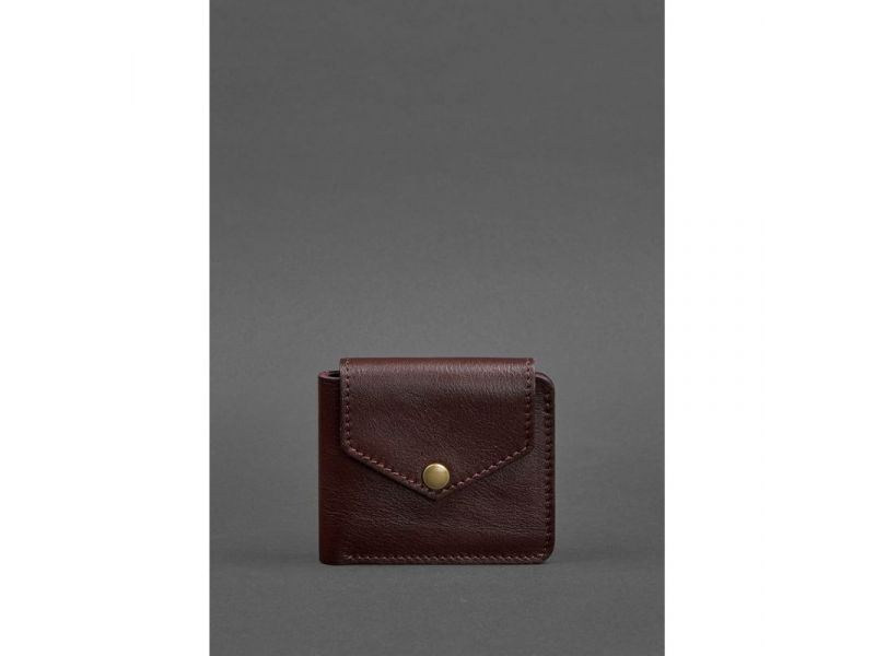 Кожаное портмоне 4.2 на кнопке бордовое, фото 1