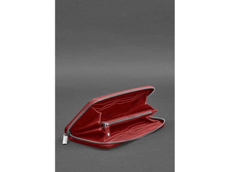 Кожаное портмоне на молнии 6.1 красное, фото 2