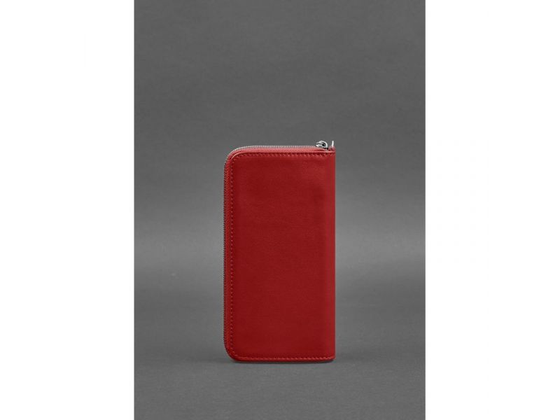 Кожаное портмоне на молнии 6.1 красное, фото 4
