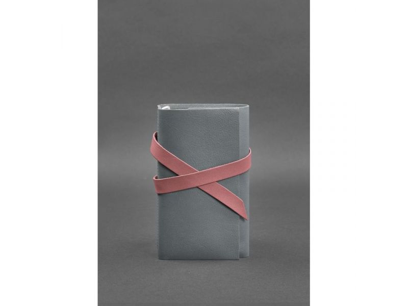 Женский кожаный блокнот (Софт-бук) 1.0 Серый с розовым, фото 1