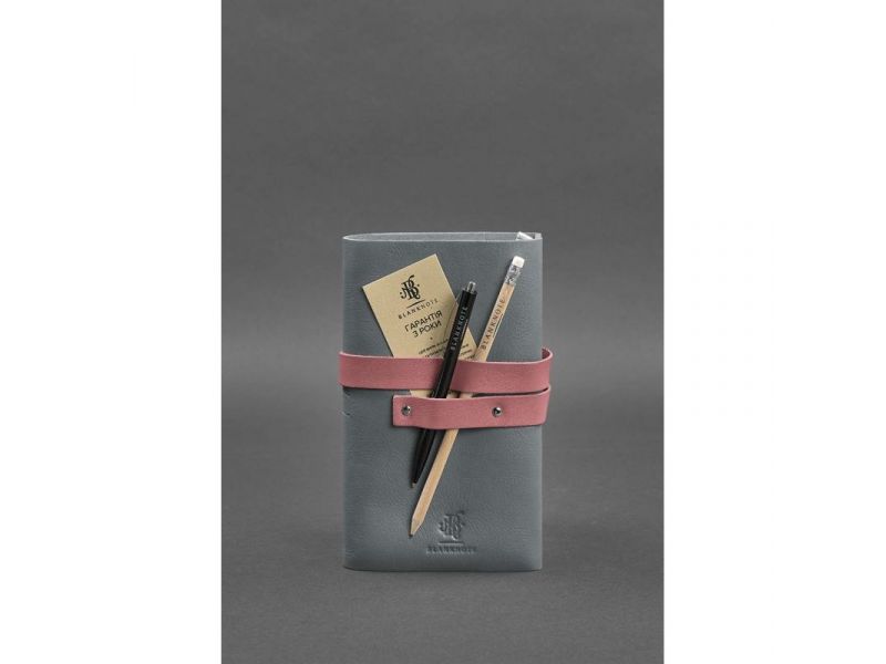 Женский кожаный блокнот (Софт-бук) 1.0 Серый с розовым, фото 3