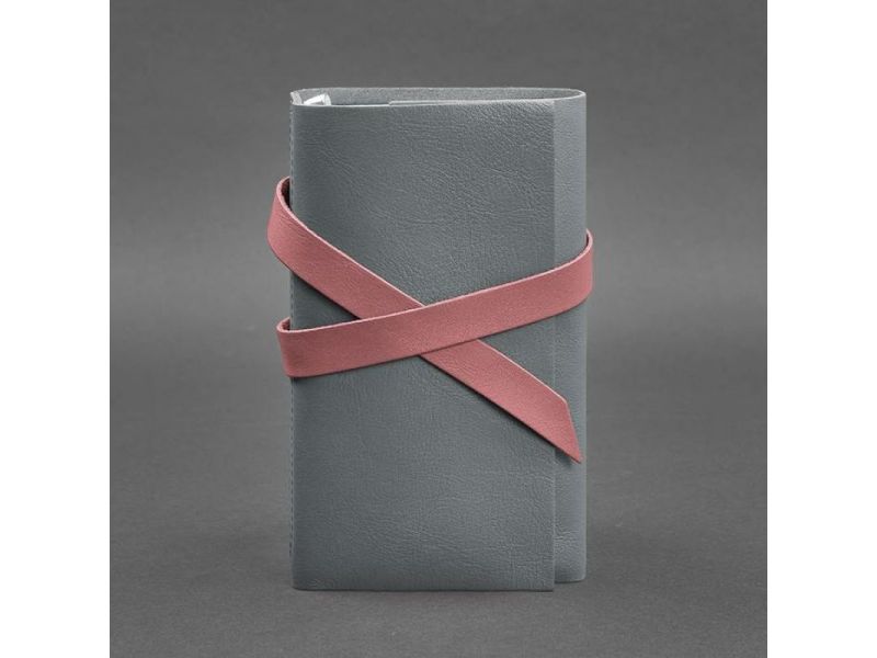 Женский кожаный блокнот (Софт-бук) 1.0 Серый с розовым, фото 4