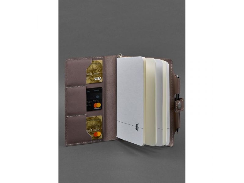 Кожаный блокнот (Софт-бук) 4.0 темно-бежевый, фото 3