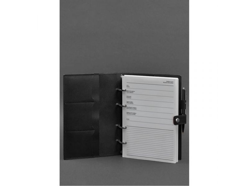 Кожаный блокнот с датированным блоком (Софт-бук) 9.1 черный, фото 2