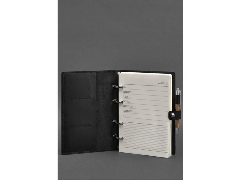 Кожаный блокнот с датированным блоком (Софт-бук) 9.1 черный Crazy Horse, фото 2