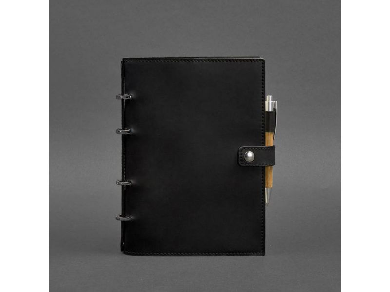 Кожаный блокнот с датированным блоком (Софт-бук) 9.1 черный Crazy Horse, фото 4