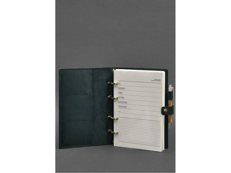 Кожаный блокнот с датированным блоком (Софт-бук) 9.1 зеленый Crazy Horse, фото 2