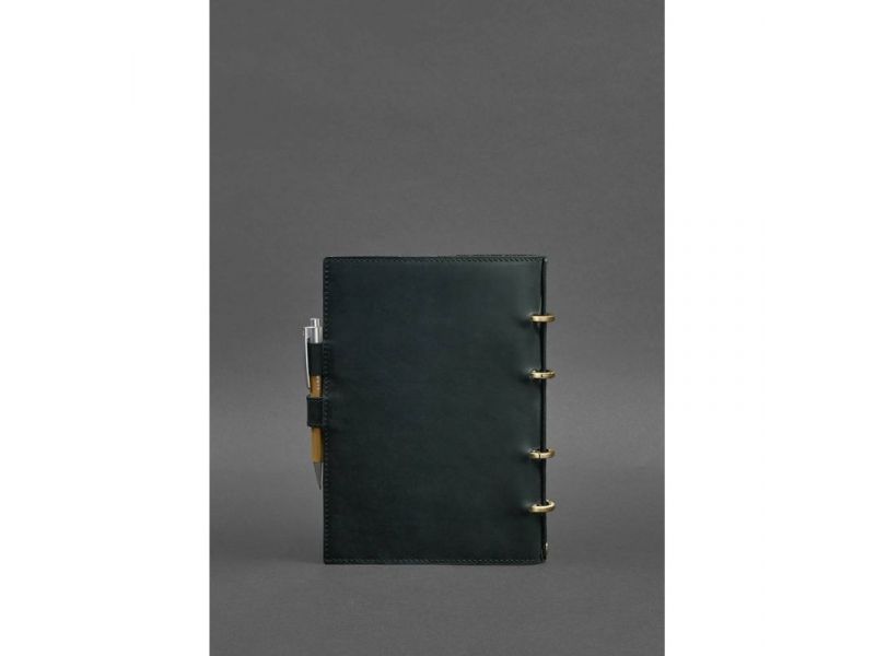 Кожаный блокнот с датированным блоком (Софт-бук) 9.1 зеленый Crazy Horse, фото 3