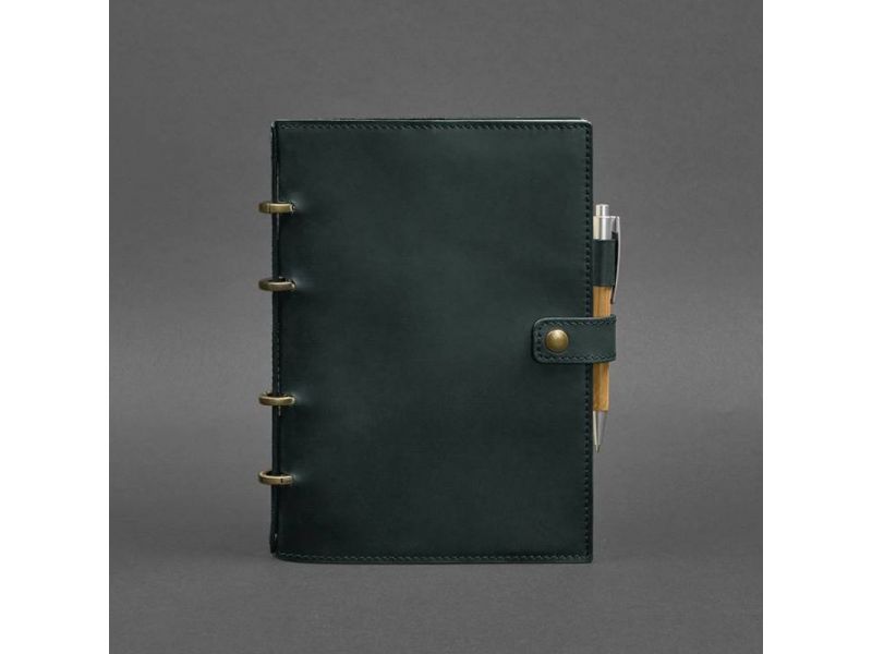 Кожаный блокнот с датированным блоком (Софт-бук) 9.1 зеленый Crazy Horse, фото 4