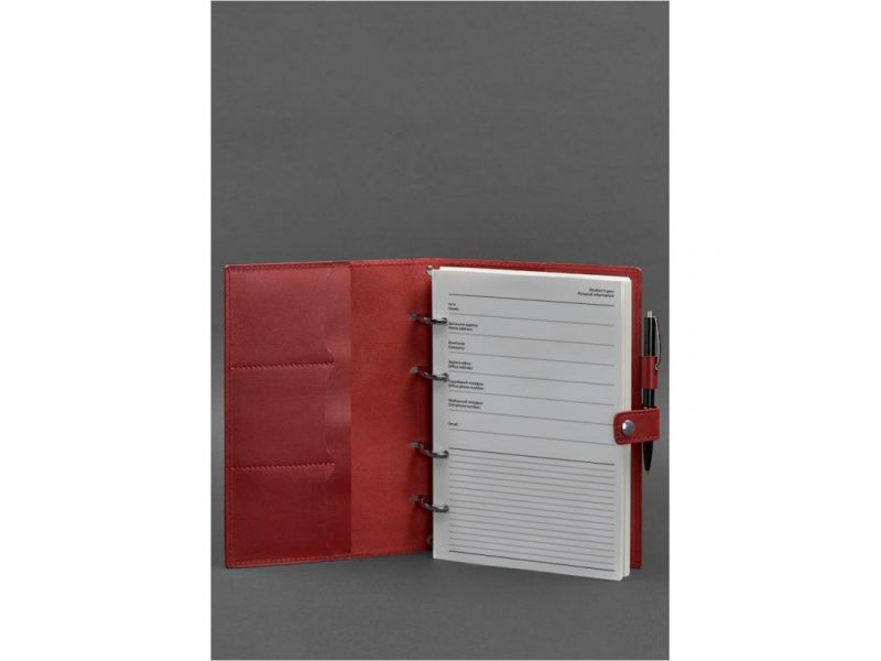 Кожаный блокнот с датированным блоком (Софт-бук) 9.1 красный, фото 2
