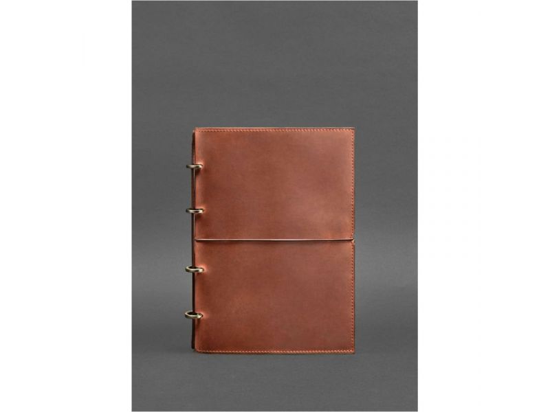 Кожаный блокнот А4 на кольцах (софт-бук) 9.0 в мягкой светло-коричневой обложке, фото 1