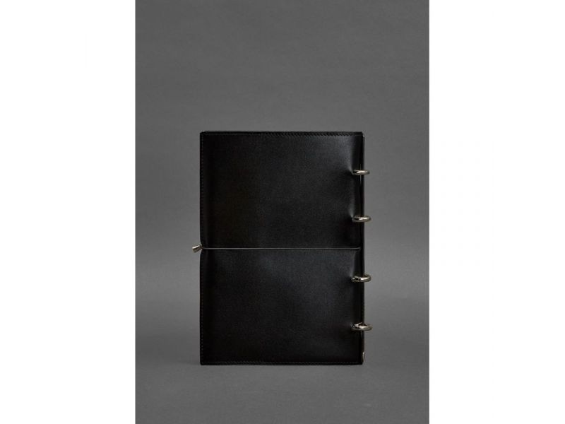Кожаный блокнот А4 на кольцах (софт-бук) 9.0 в мягкой обложке черный глянец, фото 5