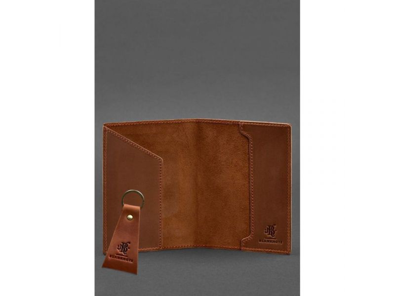 Подарочный набор кожаных аксессуаров с украинской символикой светло-коричневый, фото 3