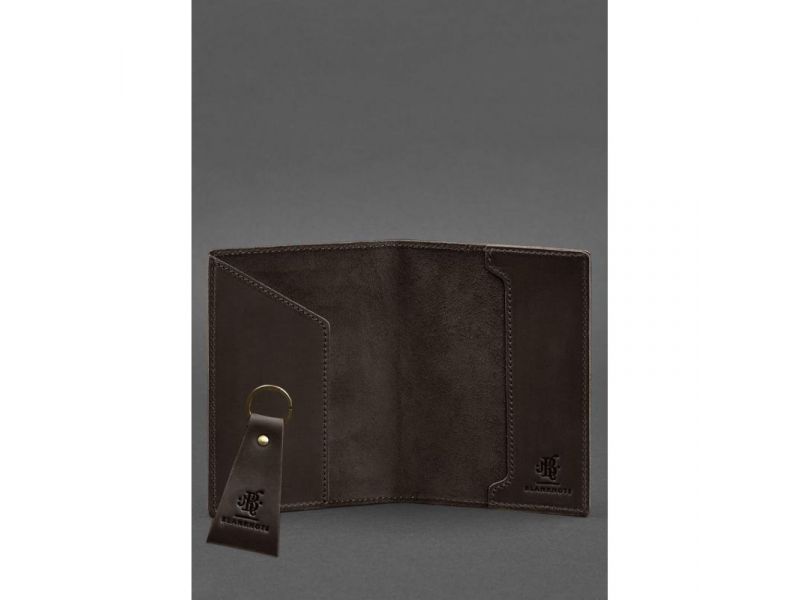 Подарочный набор кожаных аксессуаров с украинской символикой темно-коричневый, фото 3