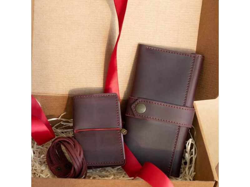 Женский подарочный набор кожаных аксессуаров Париж Crazy Horse, фото 3