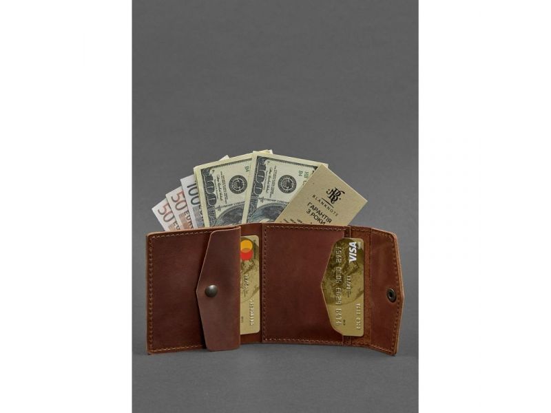 Кожаный кошелек 2.1 светло-коричневый Crazy Horse, фото 2