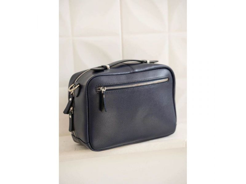 Женская кожаная сумка Avenue синяя Saffiano, фото 4