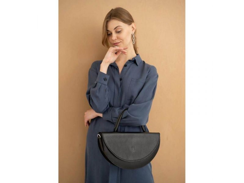 Женская кожаная сумка Сhris maxi черная, фото 3