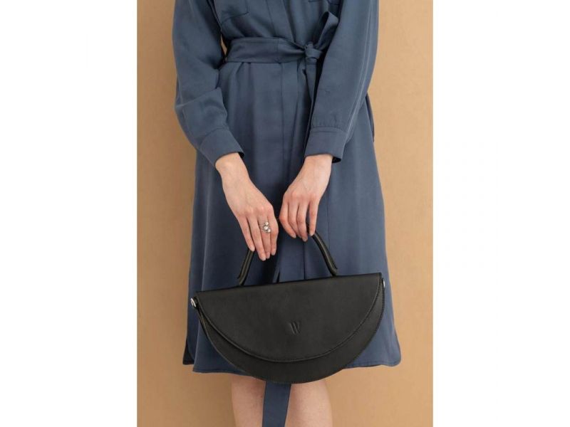 Женская кожаная сумка Сhris maxi черная, фото 5