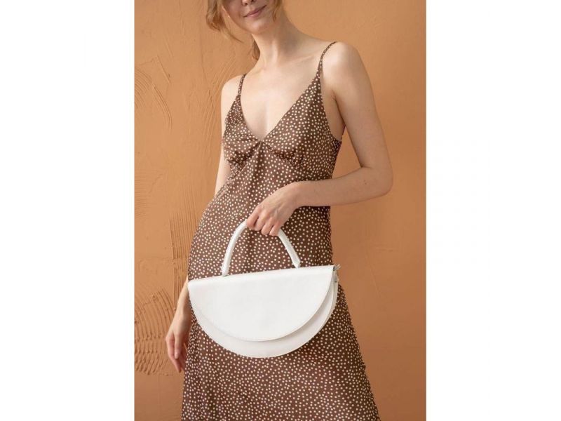 Женская кожаная сумка Сhris maxi белая, фото 4