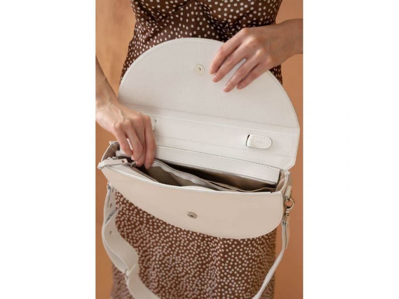 Женская кожаная сумка Сhris maxi белая, фото 7